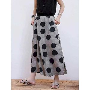 Damesbroek capris dot printbroek voor vrouwen losse baggy broek vintage zomer nieuwe Koreaanse stijl harajuku elastische taille broek broek met wijd been y240509