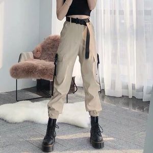 Damesbroek capri's elk in mode vrouwen zelf ingeredde elastische taille vrachtbroek vrouwelijk losse zwarte streetwear broek casual Koreaanse stijl zweetbroeken 230309