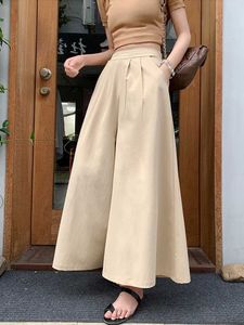 Damesbroek capris elegante vrouw jurk broek voor vrouwen 2024 zomer wide been broek hoge taille broeks ijs zijden capri broek dames kleding broek y240509