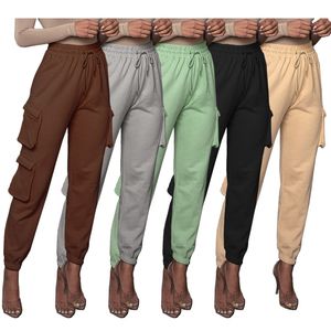 Damesbroeken Capris Europese en Amerikaanse mode Casual solide kleuren broek met zakken