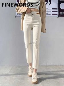 Pantalon féminin Capris Fineward Ultra-Thin Thin Beige Jeans pour femmes High Retro Retro Push Up Jeans Easymatch Street Clothing Korean Denim Ankle Pantsl2405