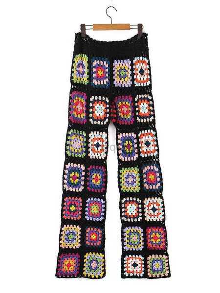 Pantalons pour femmes Capris Fitshinling Bohemian Vintage Pants Handmade Crochet Patchwork Pantalones Holiday Sexy Fashion Korean Beach Pantalon 2022 Nouveau Y23