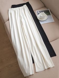 Damesbroek capris hoogwaardige brede poten damesbroek hoge taille vol lenth lenth los witte zwarte broek casual lange ijs zijden broek vrouwen broek 230413