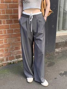 Pantalon féminin Capris High Waited Lace Striped Pantal