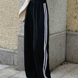 Damesbroek capris houzhou zwarte zweet in de herfst Koreaanse stijl modeprint baggy joggers casual allemaal match hoge taille broek 220922