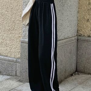 Damesbroek capris houzhou zwarte trainingsbroek vrouwen herfst Koreaanse stijl modeprint baggy joggers casual all-match hoge taille broek 221021
