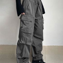 Pantalons pour femmes Capris HOUZHOU Harajuku surdimensionné Cargo Parachute pantalon femmes Streetwear Vintage Y2k Hip Hop jambe large Joggers Baggy pantalons de survêtement Techwear 231208