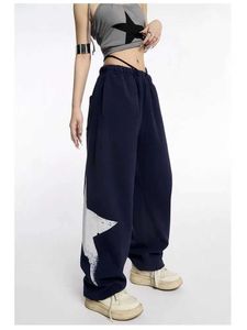 Pantalon féminin Capris Houzhou Hip Hop Y2K Star Paptils de survêtement Femmes Kpop Pantalon de piste de jogging surdimension