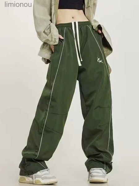 Pantalones de mujer Capris HOUZHOU Y2k Cargo Track Pants Mujeres Harajuku Rayas Baggy Green Joggers Casual Oversize Hip Hop Sweetpants Wide Kpop FashionL240110