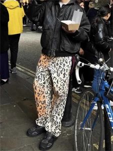 Pantalon féminin Capris Houzhou Y2K Vintage Leopard Jeans Baggy Womans HARAJUKU DENIM PANTAL OVCIEUX STRTWEAR GYARU PTANTEUR HIPPIE CONCUSTÉ Spring Y240509