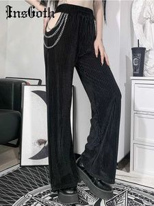 Pantalon féminin Capris Insgoth Gothic Chain large jambe pantalon droit des femmes sexy
