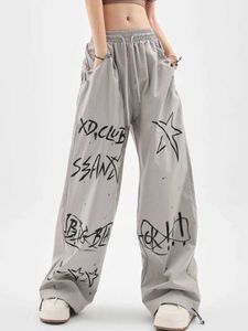 Pantalon féminin Capris JMPRS Strtwear Pantalons de cargaison peints à la main Femmes HARAJUKU RETRO CONCEPTION CRANTER