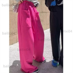 Pantalons pour femmes Capris Joggers pantalons de survêtement pantalons de survêtement Hippie fée Grunge vêtements robe coréenne cordon de serrage pantalon rose chaud T230503