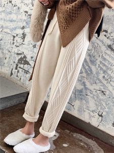Pantalon femme Capris tricoté automne hiver Harem lâche taille élastique torsion radis haut Streetwear femme 221118