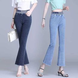 Pantalon féminin Capris coréen Fashion Femmes Slim Élevé Jeans Bureau Lady Spring Automne Strtwear Pantal