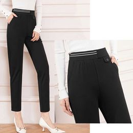Pantalon féminin Capris Corée Pantalon Harun Spring and Automne 2023 Femmes Nouvelles hautes taille élastique Pantal