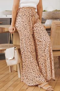 Damesbroek capris luipaard print wijd been broek elegante losse hoge taille broek geschikt voor lente en zomer dameskleding y240429