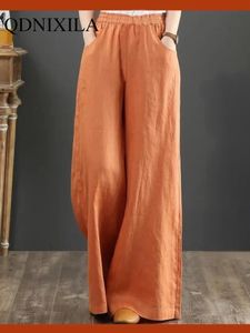 Pantalon femme Capris pantalon large en lin pantalon femme surdimensionné avec cordon de serrage Wom L220826