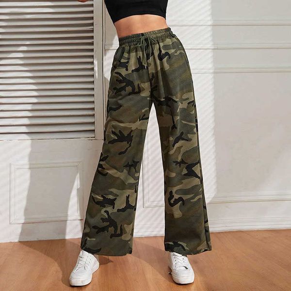 Pantalon féminin Capris Lucy jamais camouflage couleur droite rétro haute taille brossée pantalon de jambe féminine Pantalon décontracté P230602