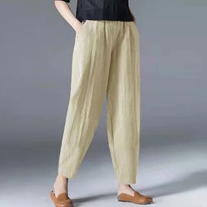 Pantalons pour femmes Capris Lucyever coton lin cheville longueur pantalon femmes printemps été décontracté sarouel noir blanc taille élastique pantalon ample 230422