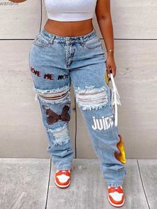 Damesbroek capris lw plus size high tailled geprinte elastische jeans met rechte ritsvliegelastische dagelijkse jas voor modieuze dameskledingl240429