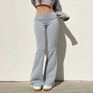 Pantalon féminin Capris New Casual Solid Low Rise Pantalon pour femmes Basic Ultra-Thin Fitness Leg Sports Street Clothing Y2K Pantalon évasé Q240508