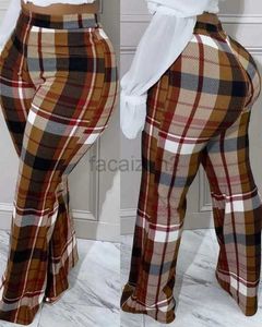 Damesbroek capris nieuwe grote grote dames hoge taille plaid gedrukte casual broek voor vrouwen plus size broek