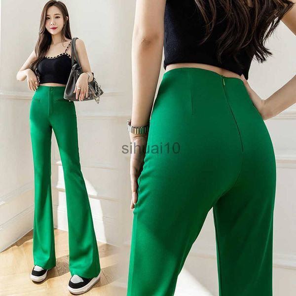 Pantalons pour femmes Capris Nouveau Printemps Été Pantalons Longs Femmes Mode 2023 Style Simple Dames High Street Flare Pantalon Slim Moulante Pantalon Droit Femme J230605