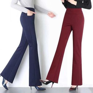 Pantalon féminin Capris Office Lady Fashion Solid Flare All-Match Pantal