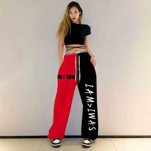Pantalon féminin capris patchwork pantalon femmes vêtements leggings décontractés pantalon à lacets de style coréen