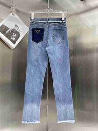 Pantaloni da donna Capris Prat jeans dell'inizio autunno a vita alta con lettere che mostrano bretelle sottili, temperamento semplice e alla moda e tutto