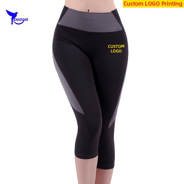 Pantalons pour femmes Capris Quick Dry Elastic Push Up Capris Collants Femmes Sport Fitness Yoga Pantalons de course 34 Workout Gym Leggings Pantalons Impression personnalisée 230715