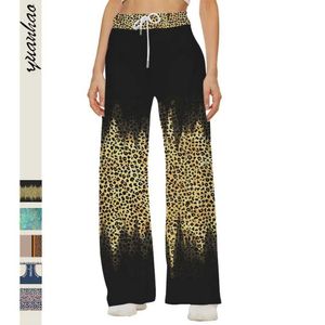 Pantalon féminin Capris Retro Leopard Pantalon imprimé Femmes Femmes Summer Straight Tableau Strtwear Y2K Pantal
