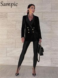 Pantalon femme Capris Sampic mode coréenne hiver noir taille haute maigre Y2K femmes pantalon Se L220826
