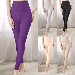 Damesbroek Capris Effen Hoge taille voor Vrouwen Kant Elastische Mode Slanke Lange Broek Spodnie Damskie Wysoki Stan # 33