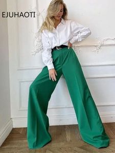 Pantalon Femme Capris Printemps Été Femme Droite Classique Vert Noir Rose Rouge Pantalon Taille Haute Coréen Pantalon Large Jambe pour Femme 230321