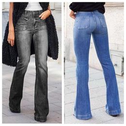 Pantalon féminin Capris Stretch Fashion Fared Jeans Femme High Women High Vintage Casual Full Longue