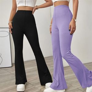 Pantalons pour femmes Capris Stretchy Streetwear Slim Flare Pantalon Femmes Mode Automne Côtelé Pantalon Large Taille Haute Pantalon Hiver G3309 220916