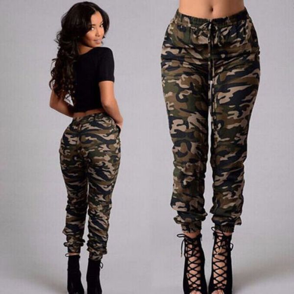 Pantalons pour femmes Capris ceinture extensible pantalon convergent mode grande taille Camouflage élégant maigre armée vert jean pantalon femmes 230826