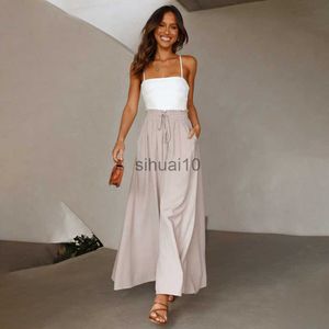 Pantalones de mujer Capris Summer Casual Baggy White Wide Leg Pants Mujeres 2022 Streetwear Moda de cintura alta Loose Flare Lings Pant Pantalones Pantn J230605