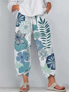 Damesbroek capris zomer casual bloemenprint vrouwen broek y2k broek strtwear losse strand broek vrouwen zakken capri comfortabel pantn y240429O7N5