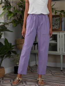Damesbroek capris zomer katoenen linnen broek voor vrouwen 2022 mode losse casual vaste kleur hoge taille broek vrouwelijke lange broek T230531