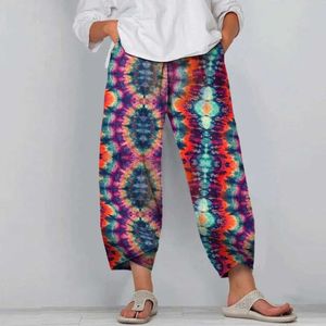 Pantalon féminin Capris Summer Retro Graphic Imprimé Femme Pantalon Bohemia Strtwear Femmes Y2K Pantal