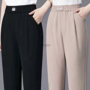 Damesbroek capris zomer dunne vaste hoge taille harun broek het negen punt casual losse grote radijs broek nieuwe mode eenvoudige dames slijtage