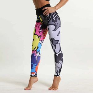 Pantalon féminin Capris Svokor Cartoon Pewested Legs For Womens Graffiti Push ups Fitness High Waist Sports Pantal