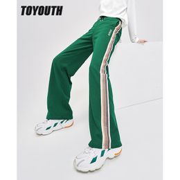 Damesbroek Capris Toyouth Women Heatpants herfst Elastische taille rechte broek Green Gradient Webbing Casual Streetwear Sport Pants 230203
