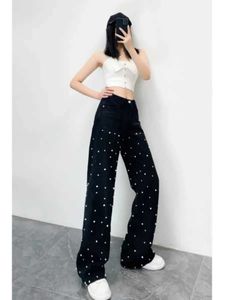 Pantalon féminin Capris Trendy Bel Niche Design Womens Jeans Black Fashion All-Match Pantal