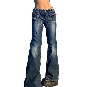Pantalon féminin Capris Vintage Denim Strtwear Jeans Long Pantal