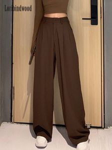 Pantalon féminin Capris Vintage Couleur solide sauvage pantalon de jambe large de la femme Fashion Fashion Fashion High Taist Pants décontractés 230331