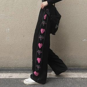 Damesbroek capris wijd been zomerkleding voor vrouw Koreaanse mode hartprint Harajuku streetwear y2k kleding broek broek vrouw 230310